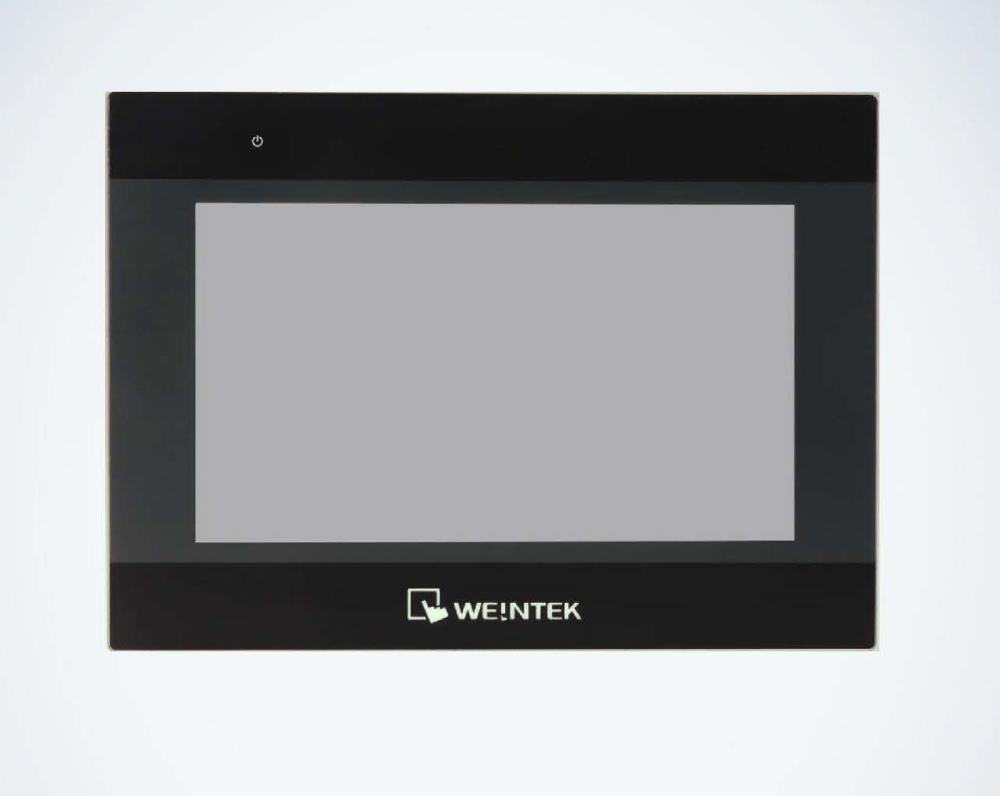 Front view of the Weintek DSP1000 HMI, a high-quality touchscreen display for industrial automation and control systems, featuring a sleek black bezel and the Weintek logo.