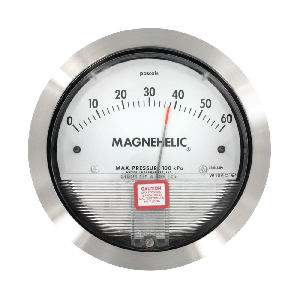 2000-60PA Dwyer Differential pressure gauge, range 0-60 Pa, minor divisions 1.0, calibrated for vertical scale position.