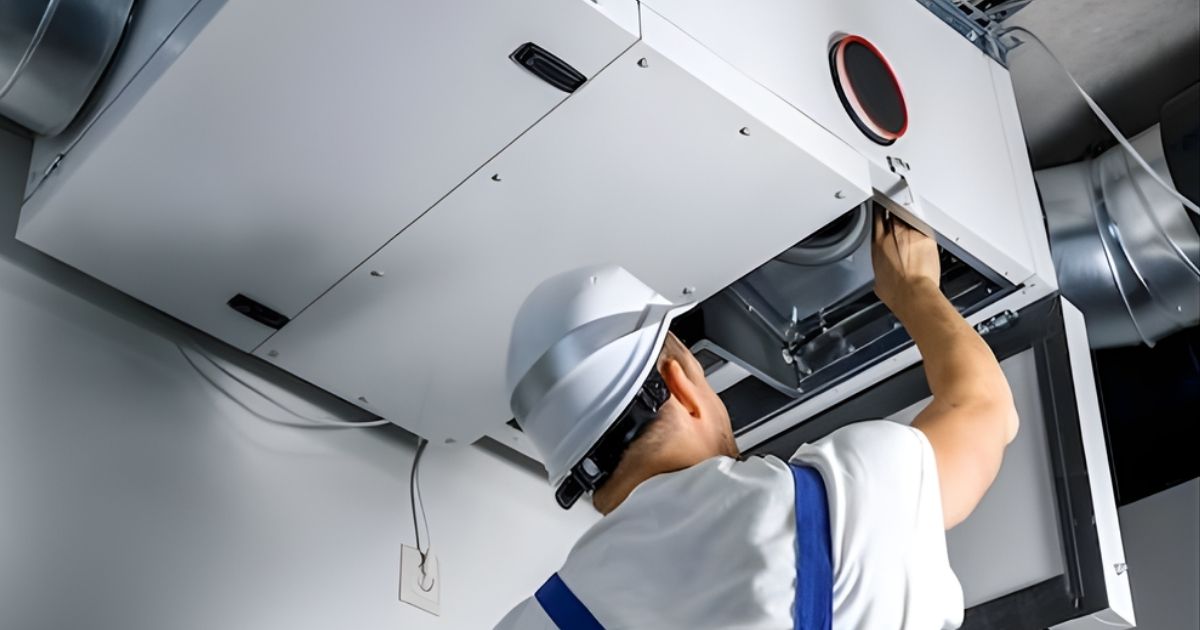 Person working on HVAC unit iACS