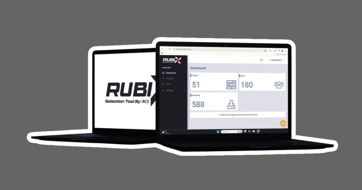 Rubix Selection Tool by iACS displayed on laptop screens, showing AHU project dashboard and quotation software interface.